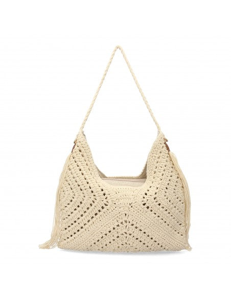 Sac à main claire à bandoulière en raphia naturel – Femme