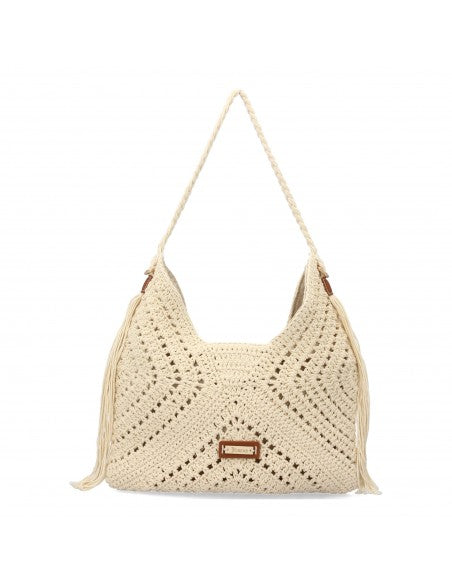 Sac à main claire à bandoulière en raphia naturel – Femme