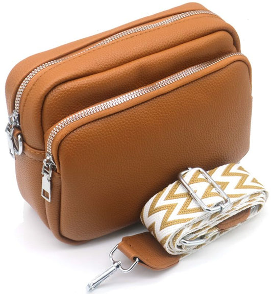 Mini sac à main orange - marron en cuir