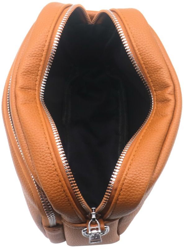 Mini sac à main orange - marron en cuir