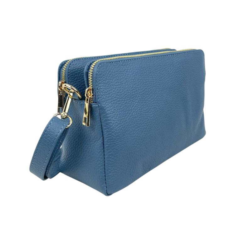 Sac bandoulière cuir italien bleu clair estival femme
