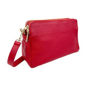 Sac bandoulière cuir italien rouge tendance femme