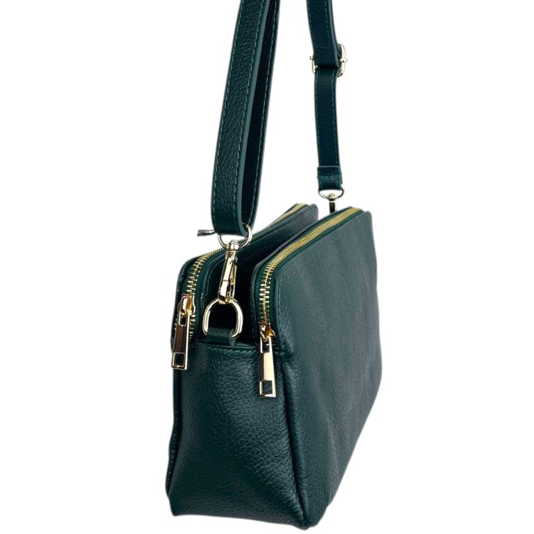 Sac Bandoulière Cuir Italien Vert Nature Femme