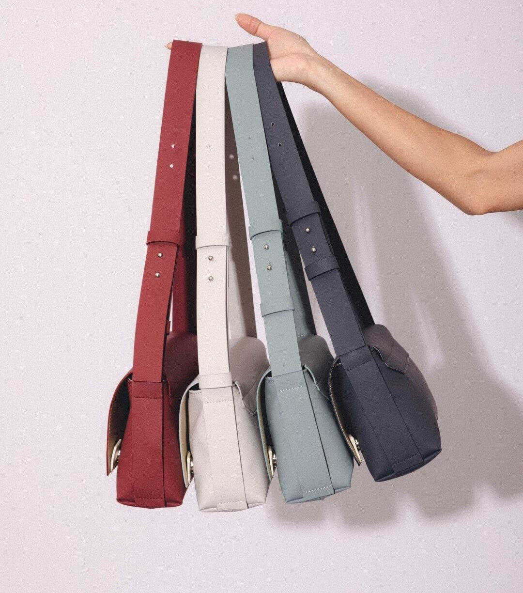Sac à Main Bandoulière Gris Silicone Végan - Sac Artisanal Femme