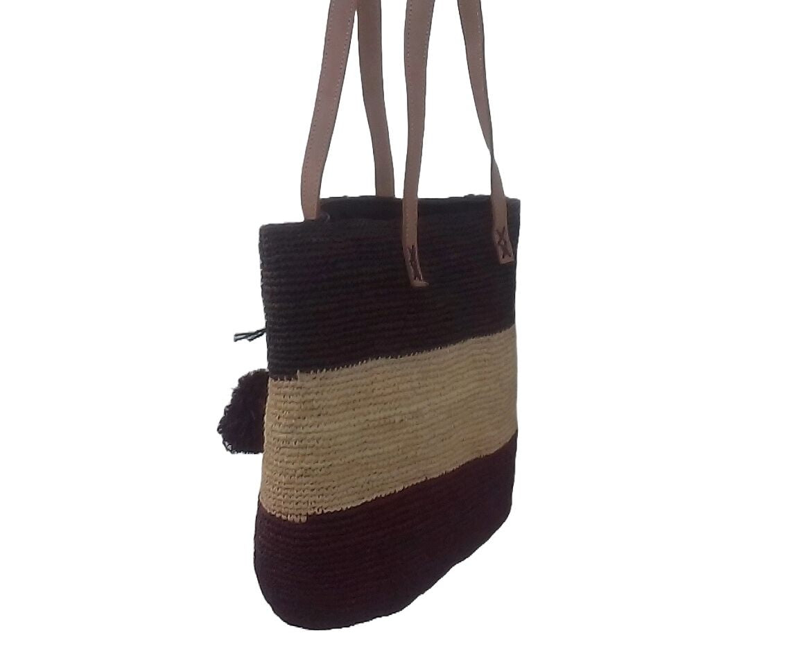 Sac à main bandoulier maron et beige