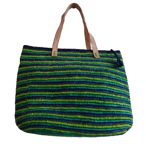 Sac raphia vert coloré bandoulière femme artisanal Madagascar naturel
