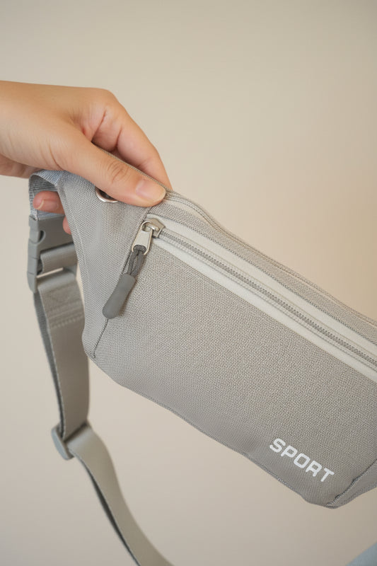 Sac banane blanc sport détail matière et fermeture éclair – Bmassy