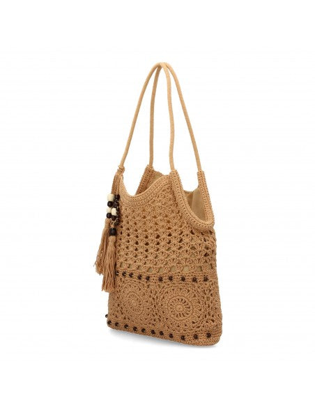 Sac raphia beige clair fait main original artisanal style moderne