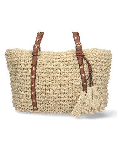 Sac à main clair raphia tressé artisanal bandoulière douce