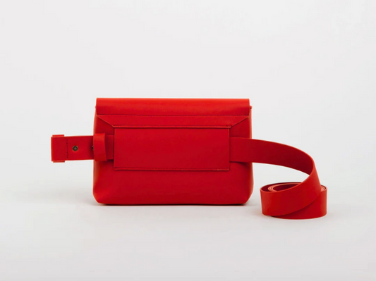 Sac Bandoulière rouge Multiposition Cuir Forme Banane Femme