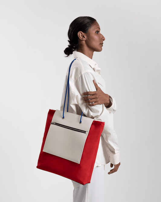 Sac à Main Réversible Rouge et Clair - Fourre-tout Grande Capacité