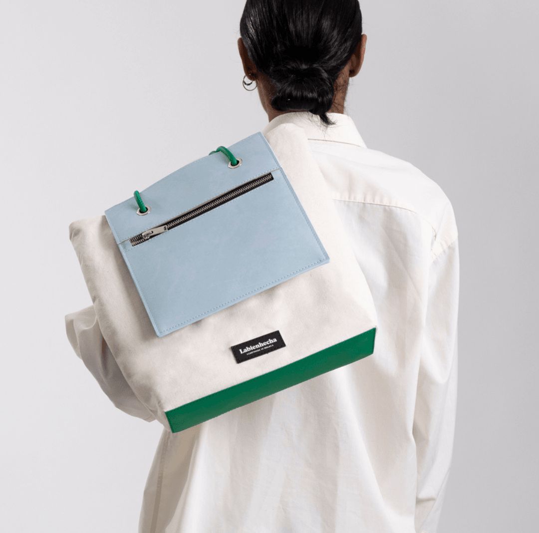 Sac à Main Réversible Vert et Blanc - Fourre-tout Artisanal Médiane