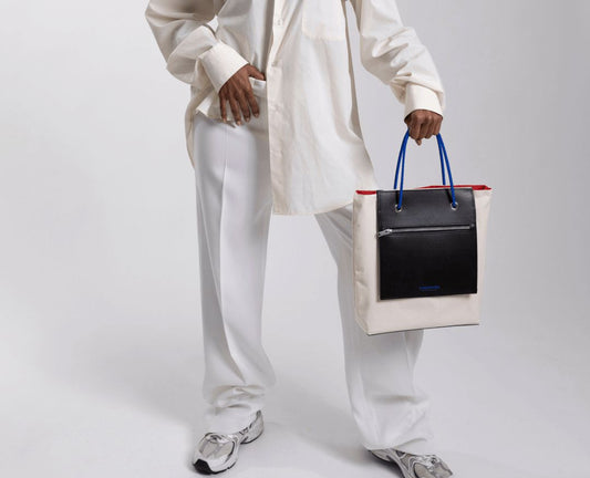 Sac à Main Réversible Gris et Blanc - Fourre-tout Artisanal Médiane