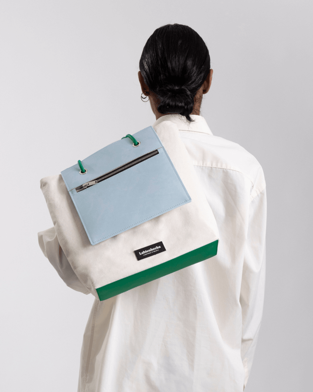 Sac à Main Réversible Vert et Blanc - Fourre-tout Artisanal Médiane