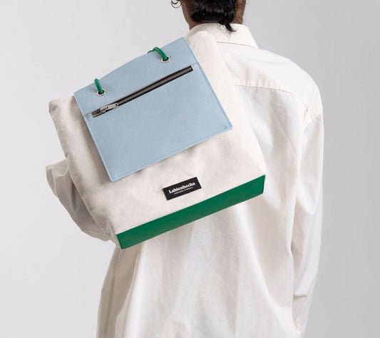 Sac à Main Réversible Vert et Blanc - Fourre-tout Artisanal Médiane