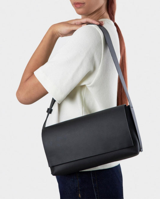 Sac à Main Bandoulière Noir Silicone Végan - Sac Artisanal Femme