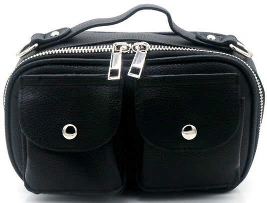 Sac bandoulière noir avec poches frontales