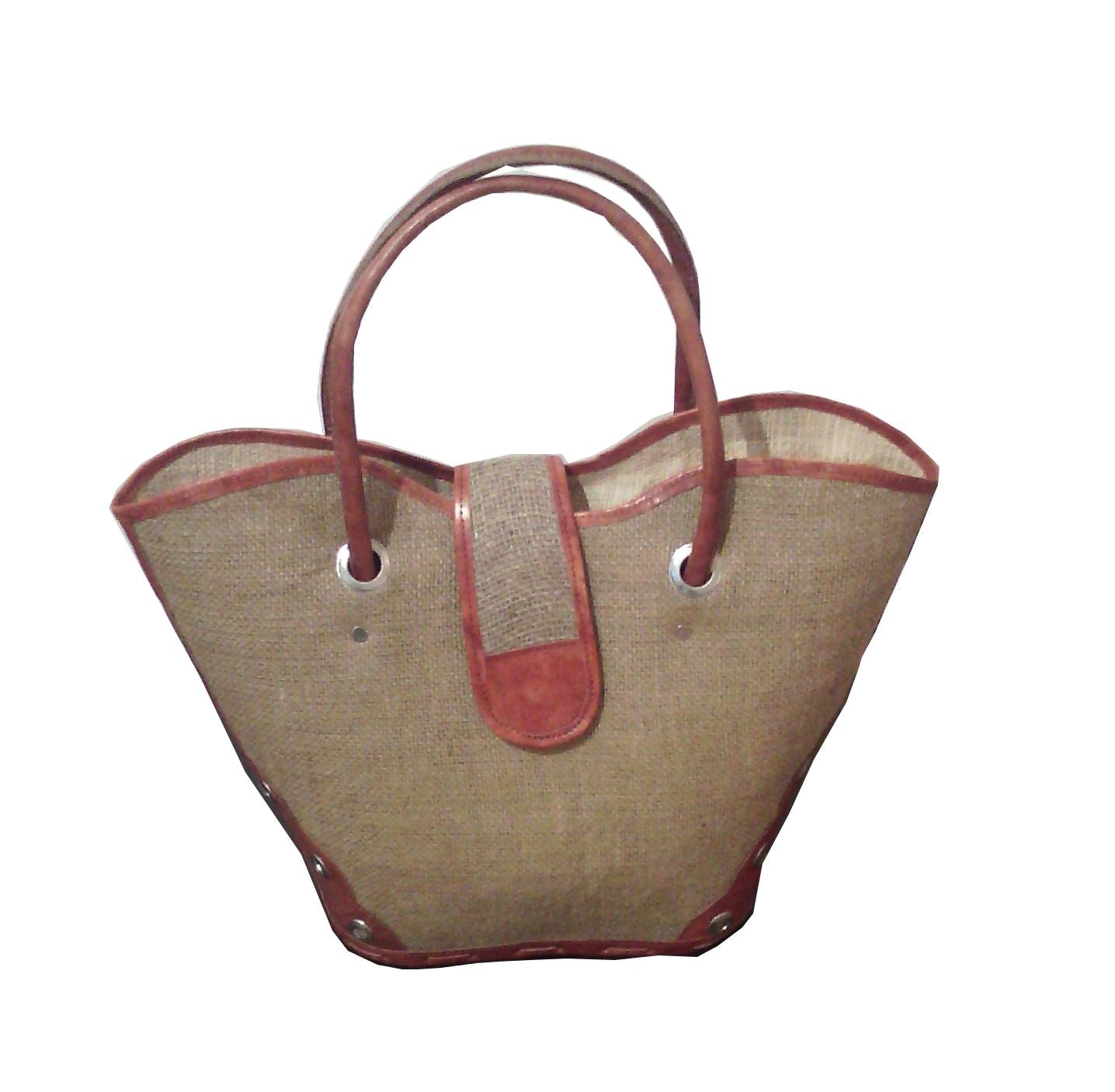 Sac à main en raphia – finition cuir