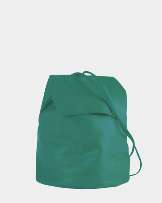 Sac à dos vert cuir vue arrière bretelles confort