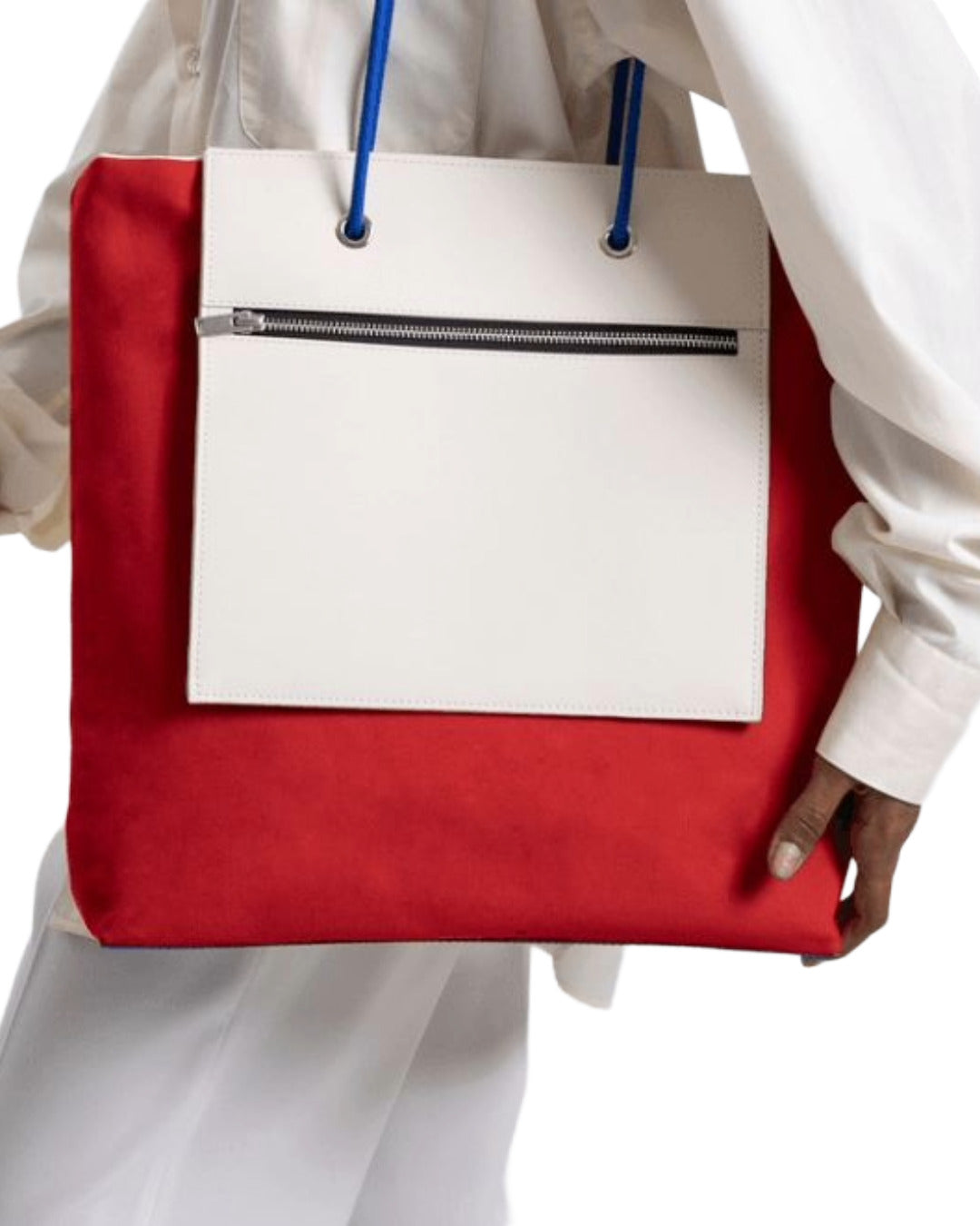 Sac à main de grande capacité rouge - blanc de fourre-tout réversible