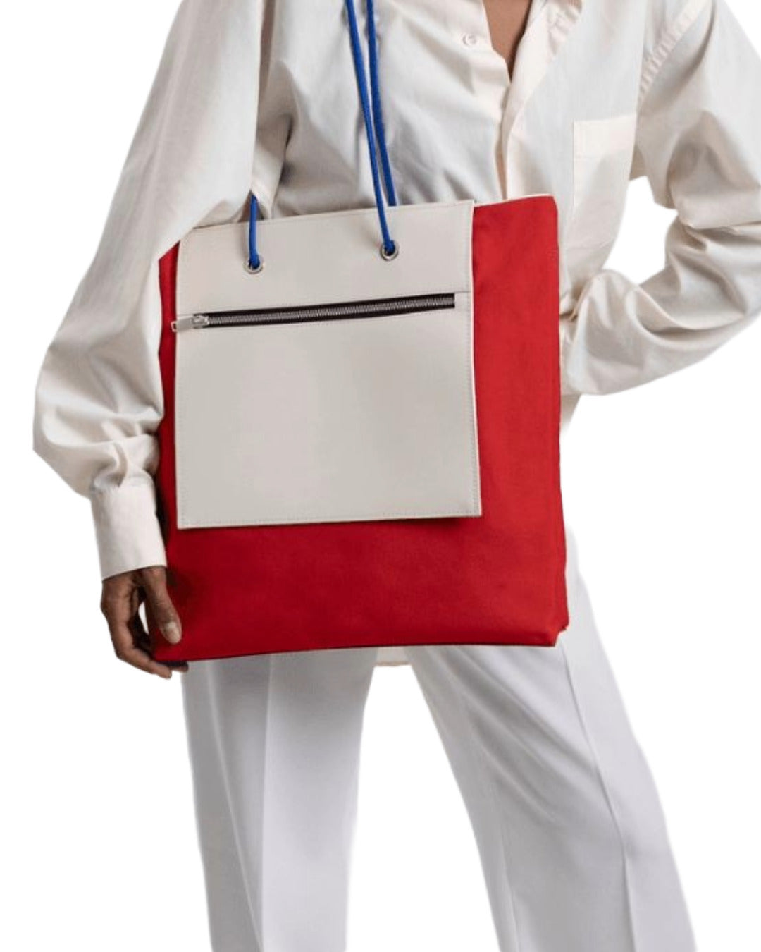 Sac à main de grande capacité rouge - blanc de fourre-tout réversible