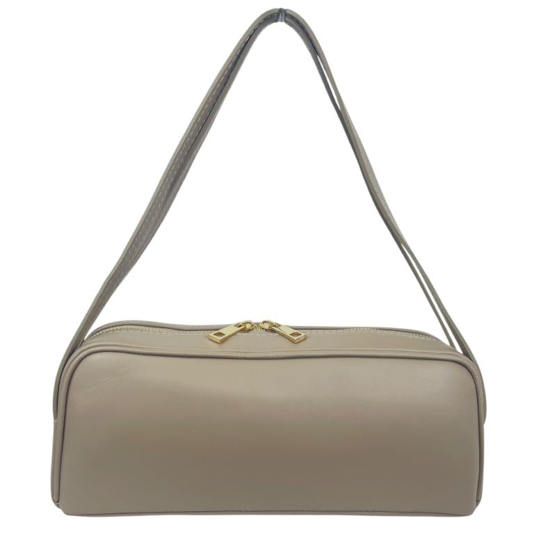 Modèle de Sac Bandoulière Baril Cuir Italien Camel - Collection Artisanale Femme