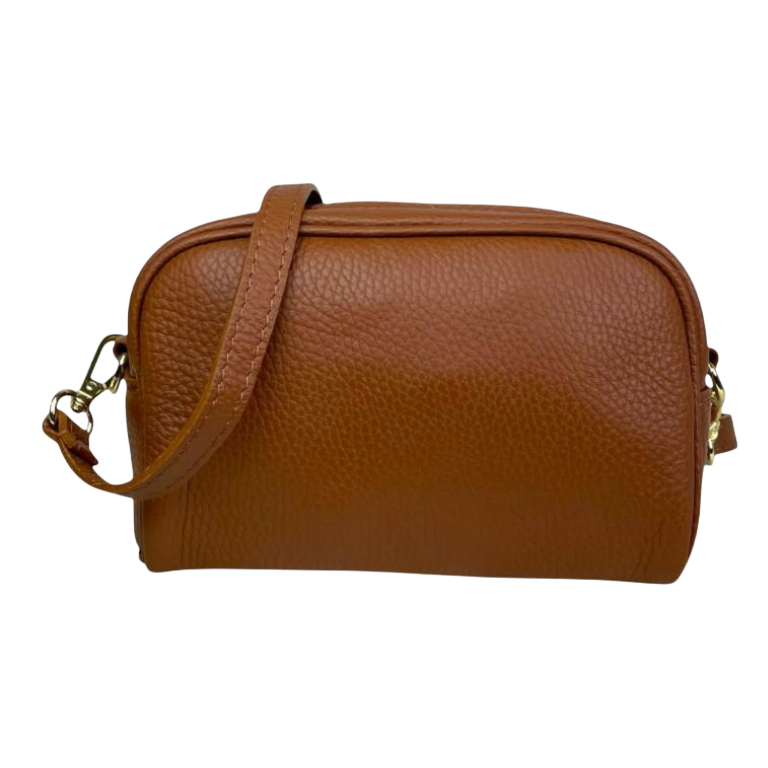 Sac Bandoulière en peau italienne avec Poche Avant - Bleu Marine