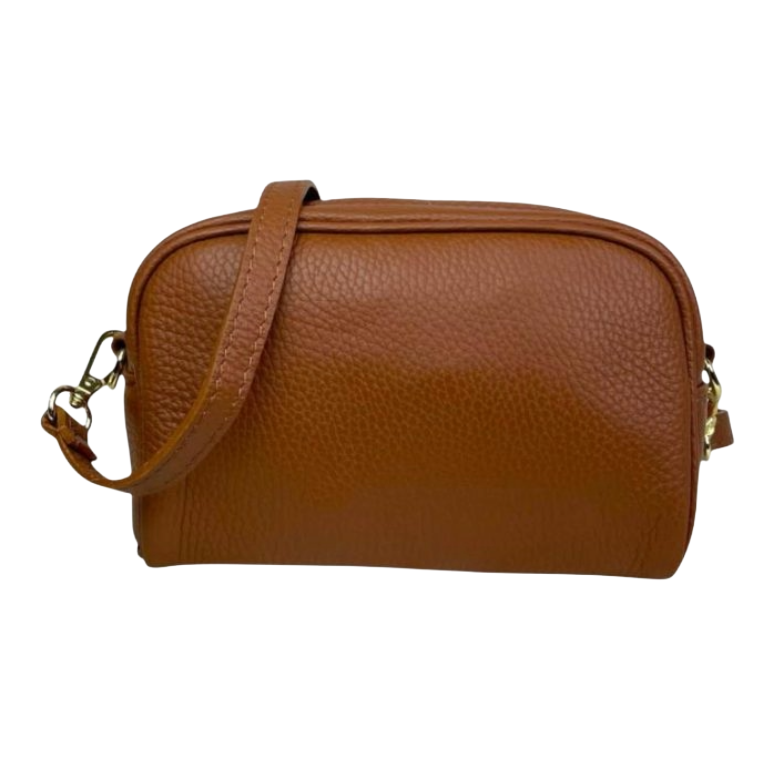 Sac Bandoulière en peau italienne avec Poche Avant - Noir