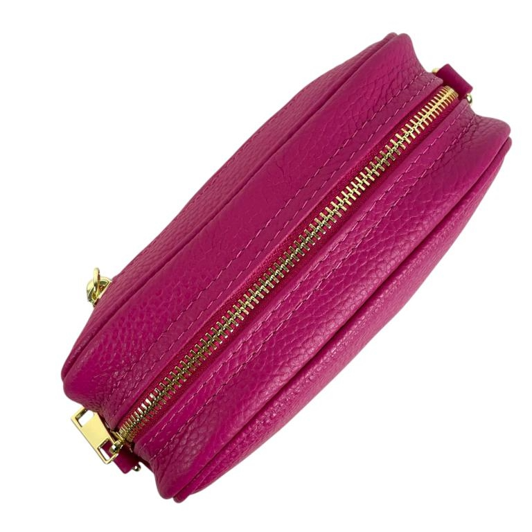 Sac Bandoulière en peau italienne avec Poche Avant - Noir