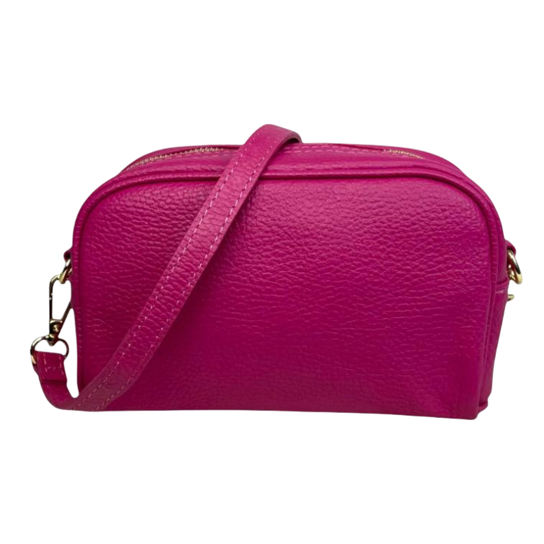 Sac Bandoulière en peau italienne avec Poche Avant - Noir