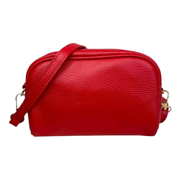 Sac Bandoulière en peau italienne avec Poche Avant - Taupe