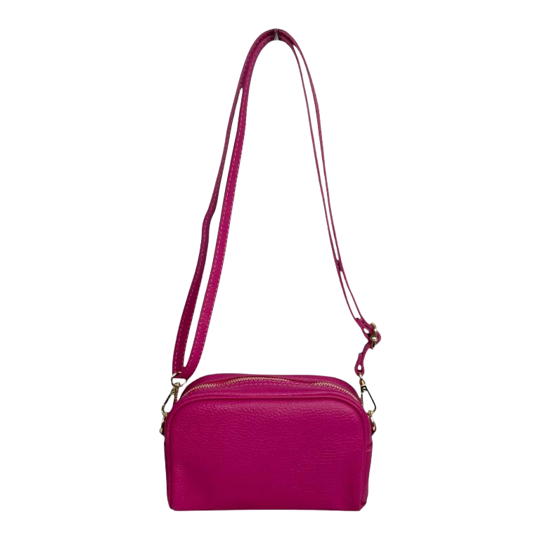 Sac Bandoulière en peau italienne avec Poche Avant - Noir