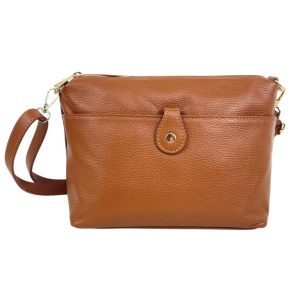 Collection Sac Bandoulière Cuir Italien Naturel avec Poche Avant - Mini Rabat Sécurisé