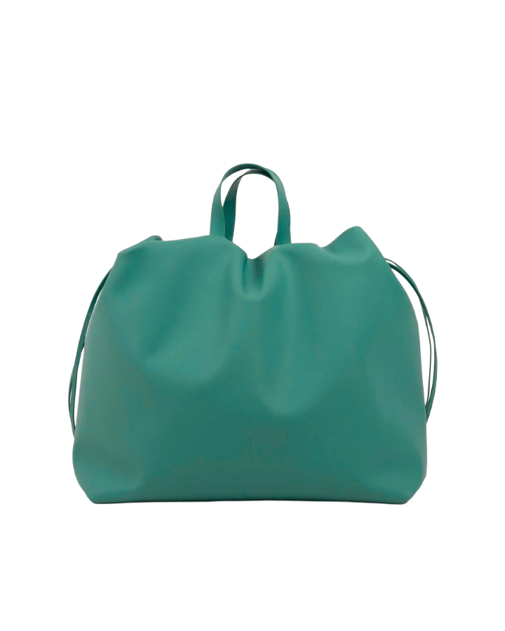 Sac bandoulière cuir végétal vert clair femme ANGELINES - vue face - Maroquinerie artisanale premium