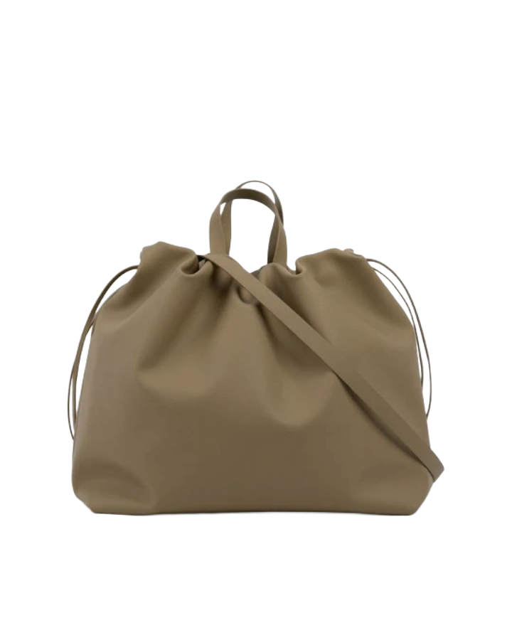 Sac bandoulière cuir végétal gris femme ANGELINES - vue arrière - Maroquinerie artisanale premium