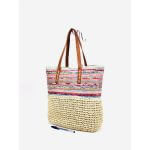 Sac en raphia multicolore – Plage & Piscine – poignées synthétiques