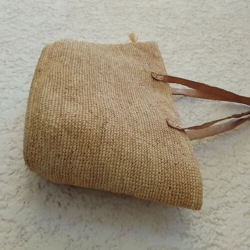 Sac Artisanal Raphia Bandoulière Femme Naturel - Grand Format