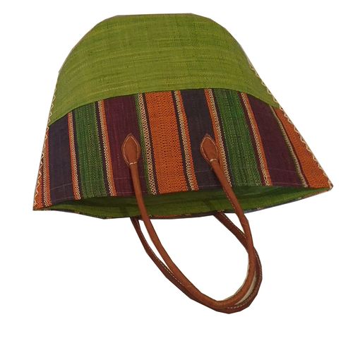 Sac à Main en Raphia Vert – Motif Pied-de-Poule Fait Main à Madagascar