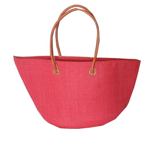 Sac à Main en Raphia Rouge – Motif Pied-de-Poule Fait Main à Madagascar