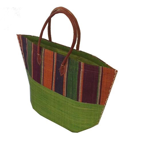 Sac à Main en Raphia Vert – Motif Pied-de-Poule Fait Main à Madagascar