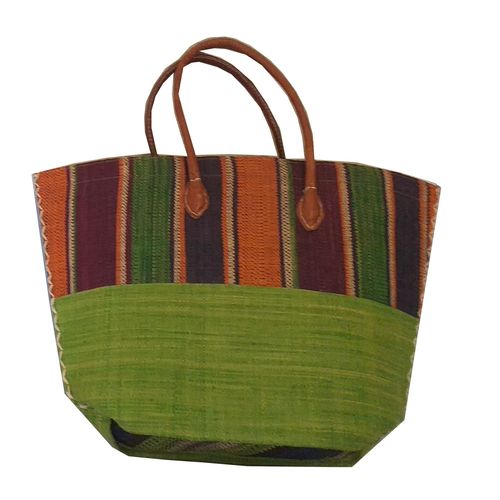 Sac à Main en Raphia Vert – Motif Pied-de-Poule Fait Main à Madagascar