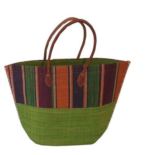 Sac à Main en Raphia Vert – Motif Pied-de-Poule Fait Main à Madagascar
