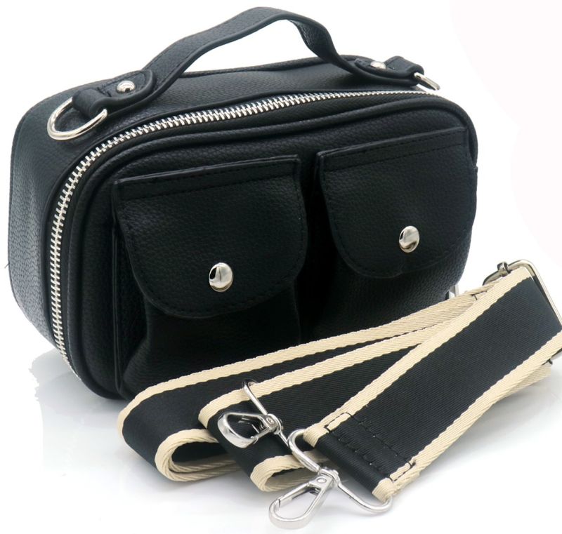 Sac bandoulière en similicuir avec poches frontales