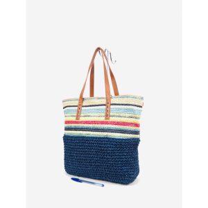 Sac en raphia multicolore pour femme avec poignées synthétiques
