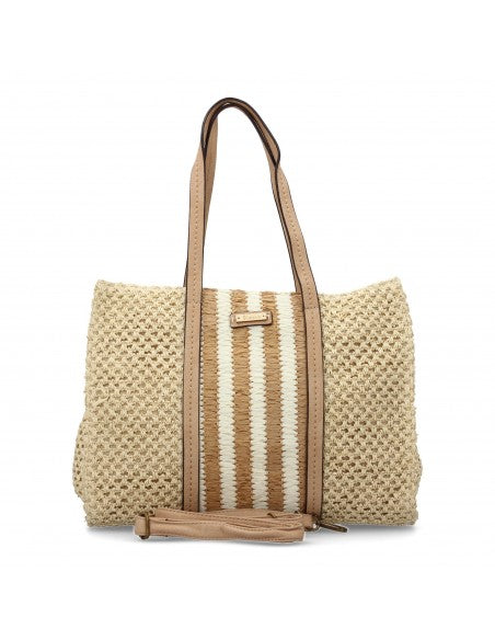Sac à Main Raphia Tressé — Détails Dorés & Zip Femme | Bmassy