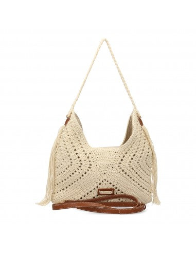 Sac à main claire à bandoulière en raphia naturel – Femme