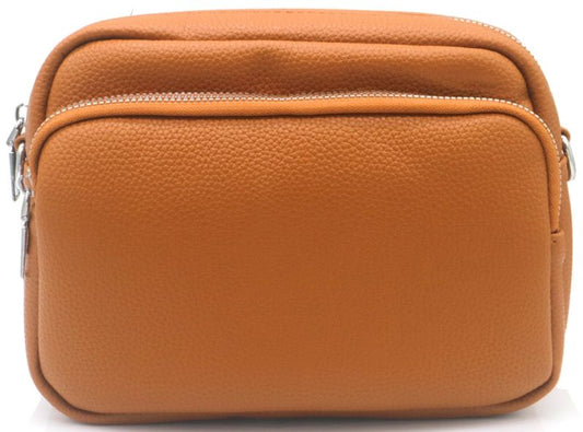 Mini sac à main orange - marron en cuir