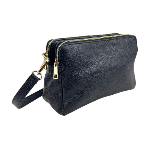 Sac bandoulière cuir italien noir premium luxe femme