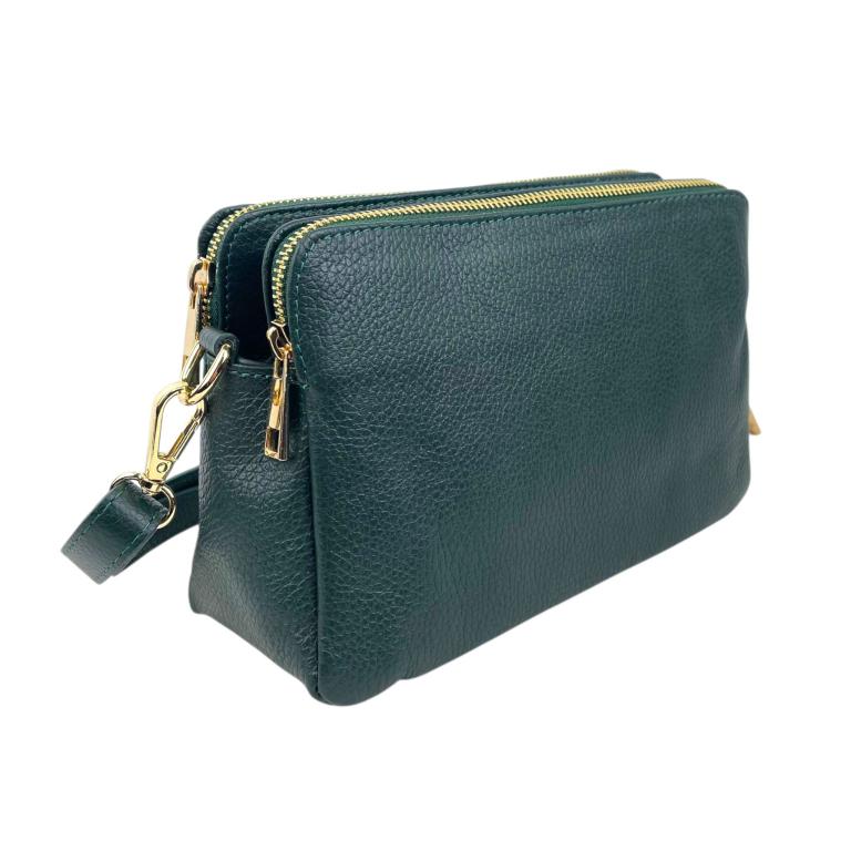 Sac bandoulière cuir italien bleu marine classique femme
