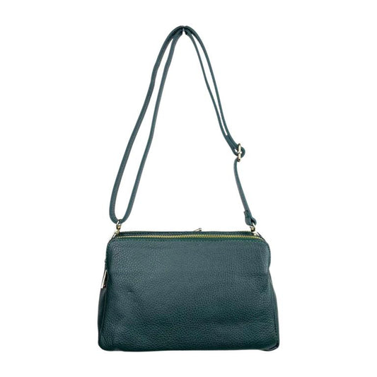 Sac bandoulière cuir italien vert nature femme